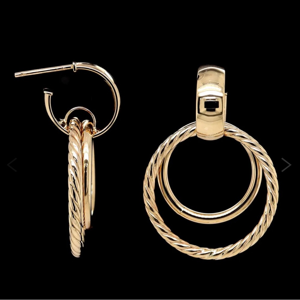 14K solid gold hoop earrings.